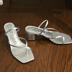 Calvin Klein Metallic Silver Strappy Heels